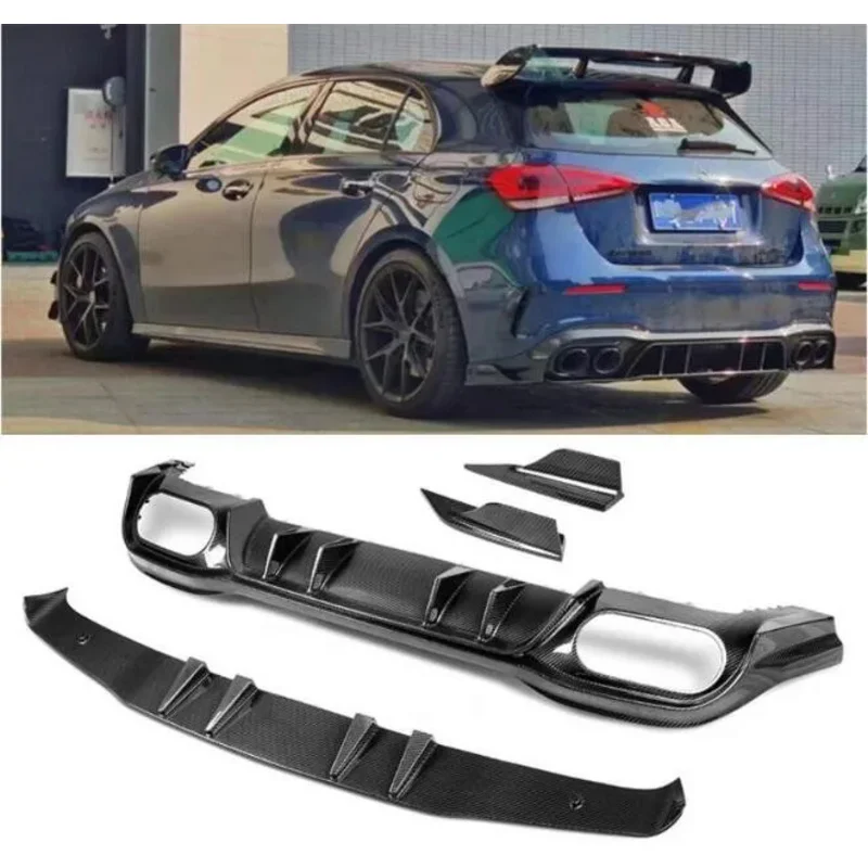 

Real Carbon Fiber Rear Bumper Lip Diffuser Spoiler Side Angle Aprons For Benz W177 A250 A35 A45S 2019 2020 2021 2022 2023