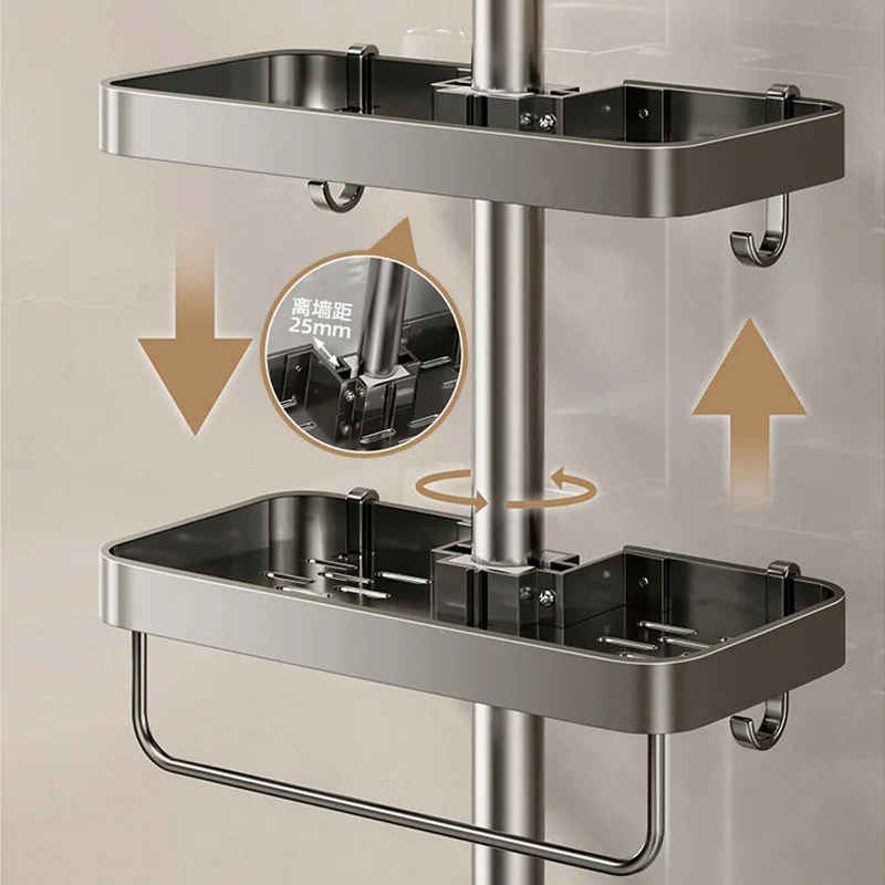 Bathroom Shower Head Holder Wall Mounted No Drilling Required Shampoo Organizer Rack Integrated Design Storage Shelf 6