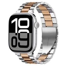 Stainless Steel Metal Strap for Apple Watch - Elegant Bracelet Belt (Silver rose gold)