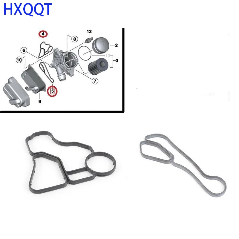 Engine Oil Filter & Cooler Housing Gasket Seal 2PC For BMW E60 E90 E90 E91 325i 11428637820 11428637821