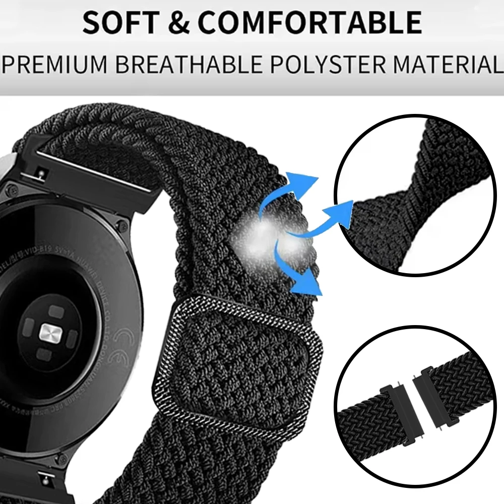 Nylon Breathable Elastic Strap, 20mm 22mm