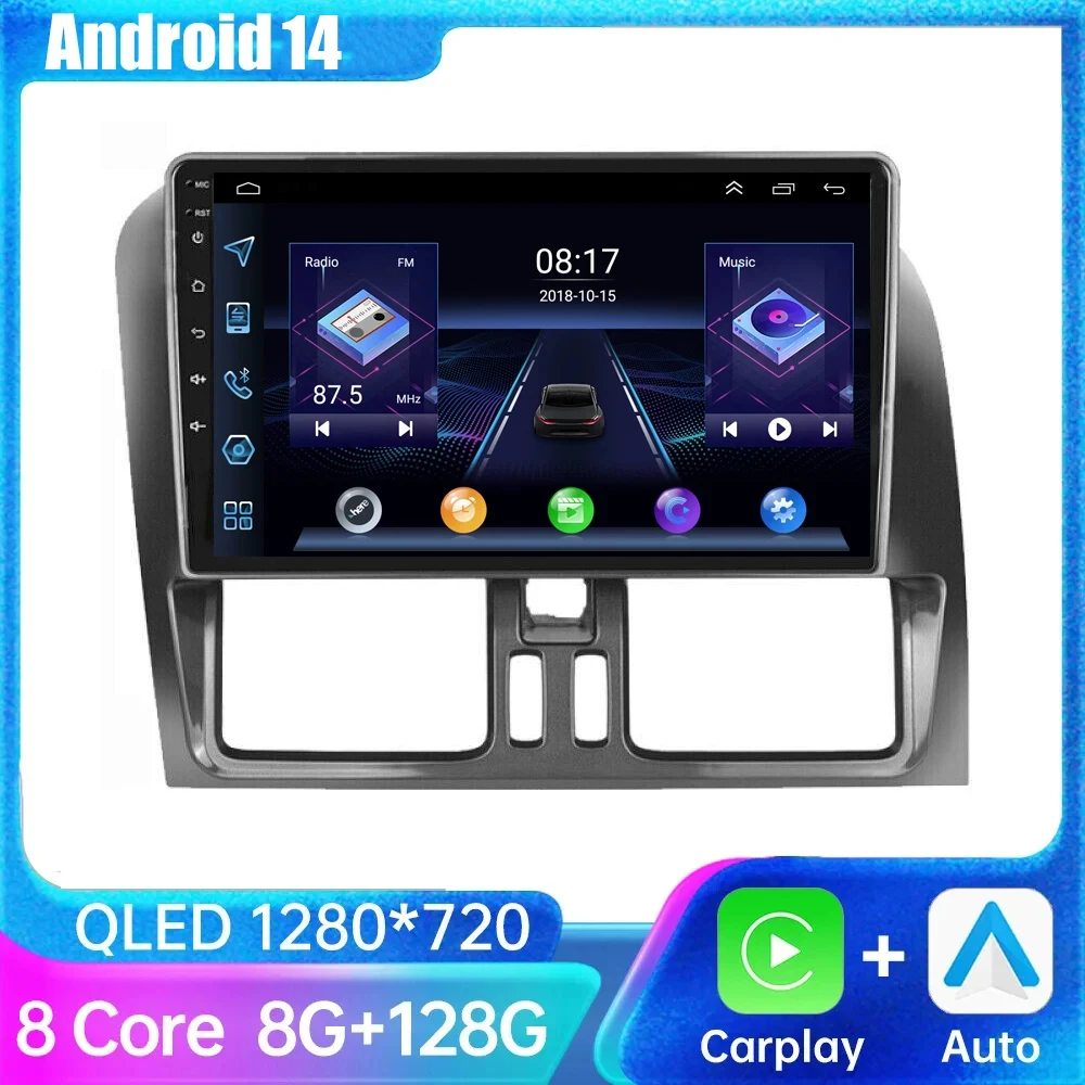 

Автомагнитола на Android 14,0, 4 + 64 ГБ, для Volvo XC60 que 1 2009-2017, стерео, мультимедийный плеер, GPS-навигация, BT Carplay, 2din, DVD