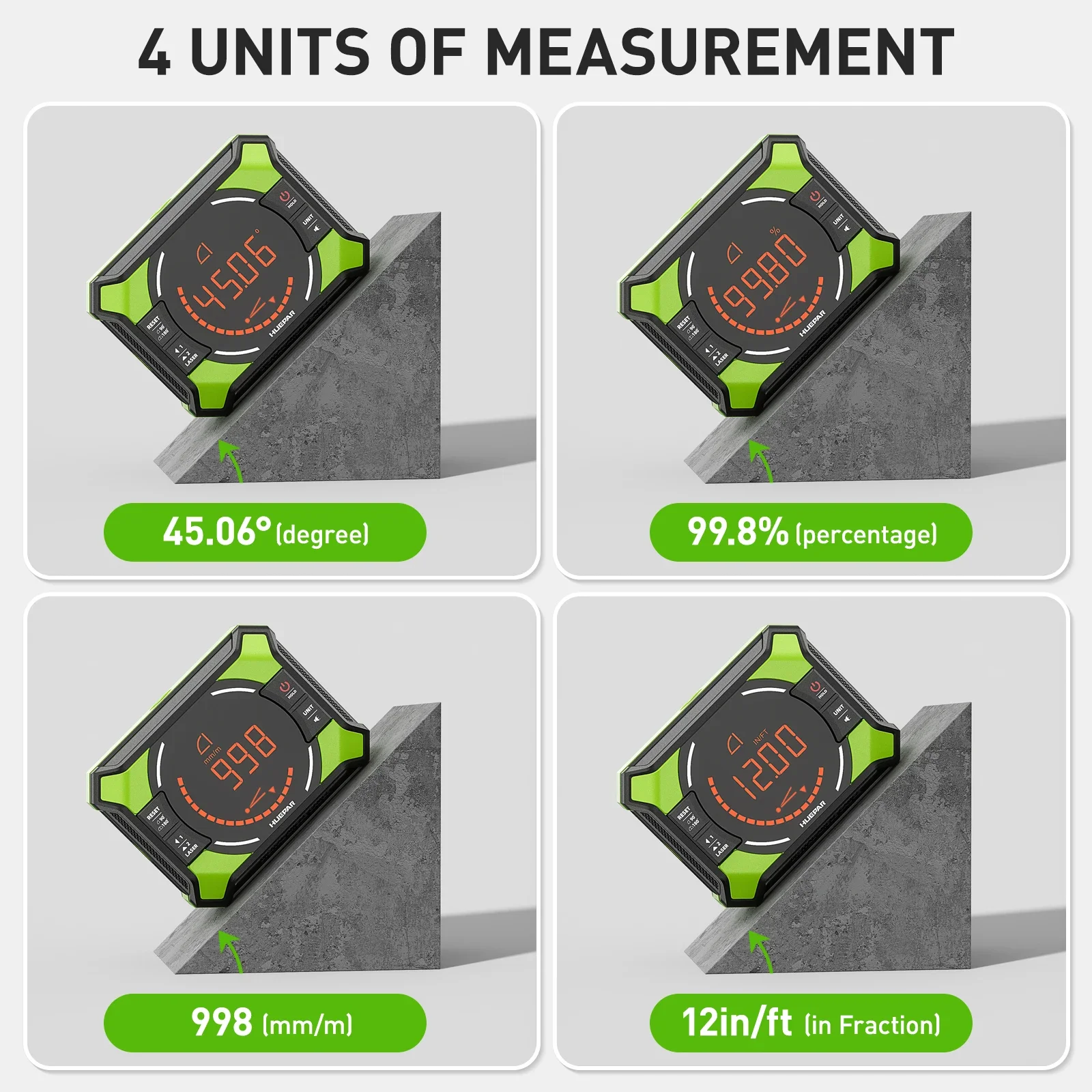 Huepar Laser Level with Digital Angle Gauge 3-in-1 Electronic Table Saw Angle Finder Protractor Inclinometer Woodworking Tools 5