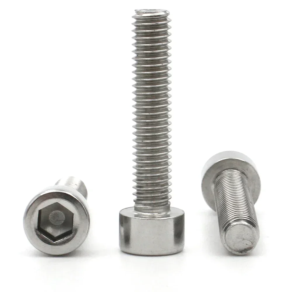 1.6 2 2.5 3 4 5 6 8 DIN912 304 Stainless Steel Screw A2-70 Hexagon Hex Socket no knurled Cap Head Allen Screw Bolt 2-20pcs