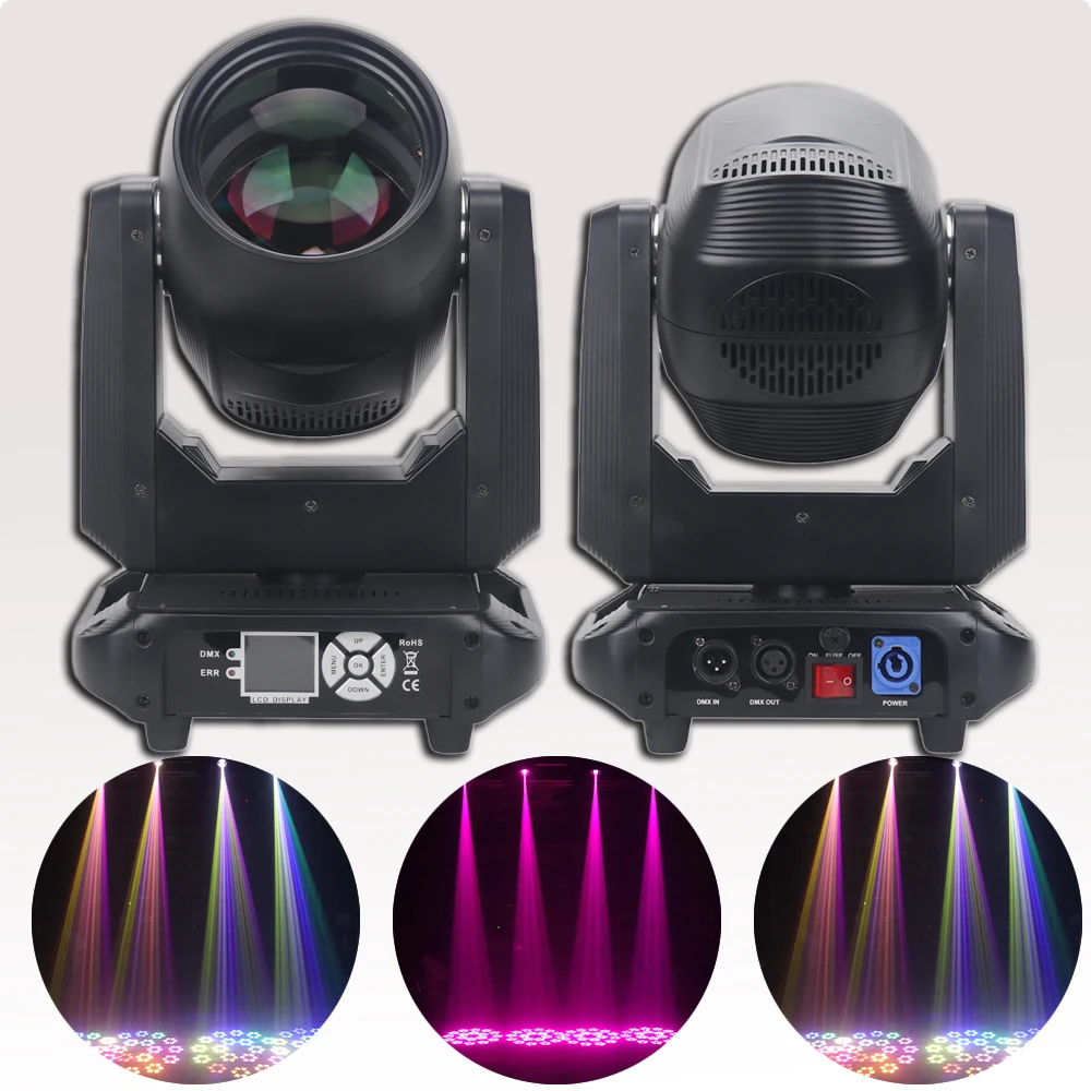 

Mini 200W LED Beam Moving Head Light RGBW Spot Wash Gobo 18 prisms DMX Controller Super Bright Dj Disco Night Club Stage Lights