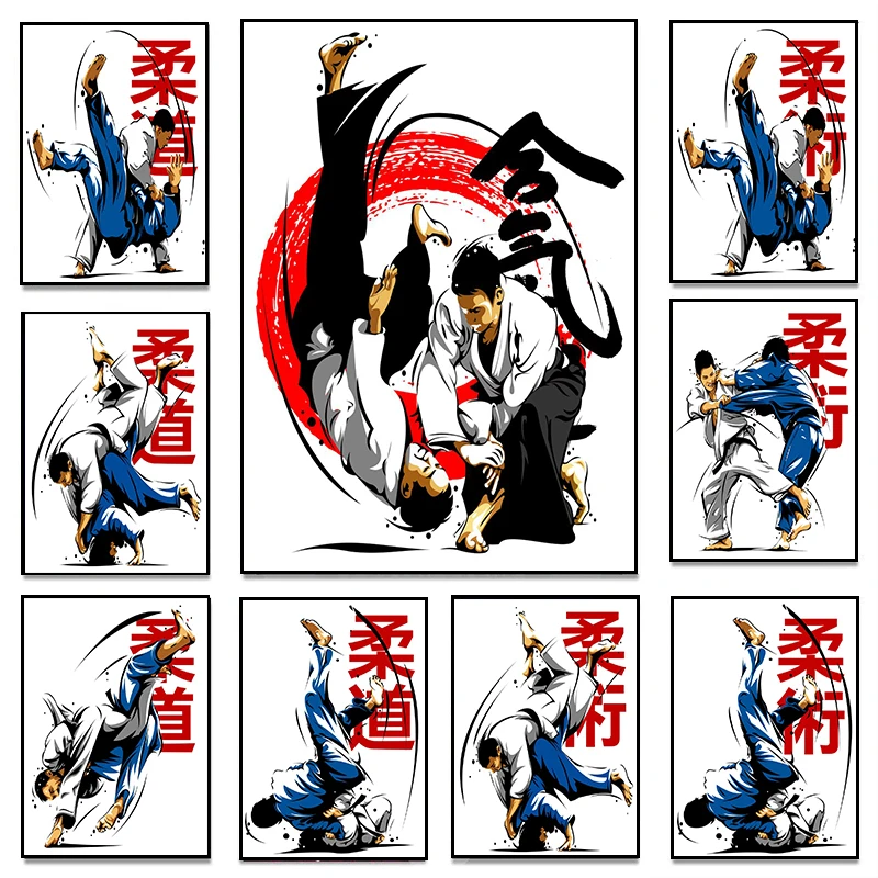 Kodokan Judo Jujitsu Posters and Prints Judoka Techniques Martial Dojo Print Canvas Painting Wall Art Pictures Room Home Decor