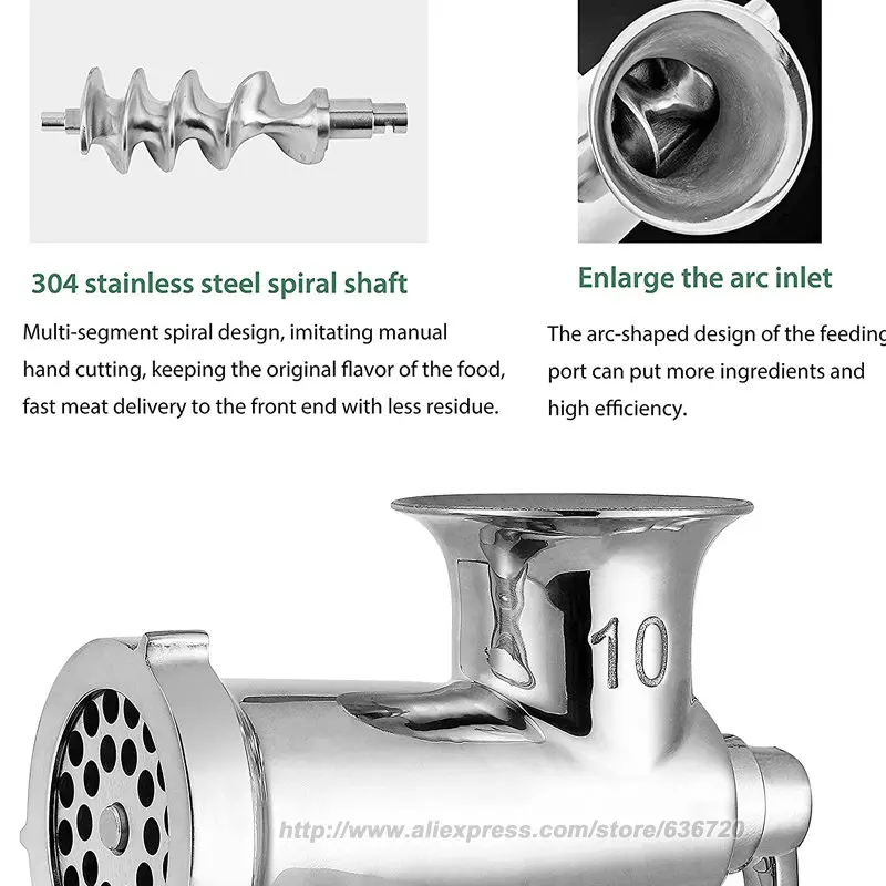 Manual Meat Grinder Stainless Steel Hand Crank Meat Grinding Machine Sausage Stuffer Filler Household Pork Mincer Sausage Maker 4