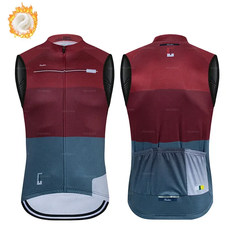 Winter Thermal Fleece Cycling Vest Raudax Team Winter Sleeveless Cycling Vest MTB Road Bike Tops Warm Jacket