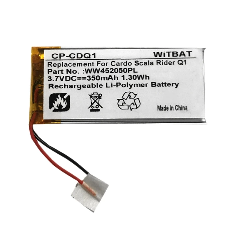 Batteria Al Litio Da 3.7V Batteria Ai Polimeri Di Litio Da 350Mah Per Cuffie/Cuffie Carro Q1, Q3,Scala Rider Fm, Sostituisce La Batteria