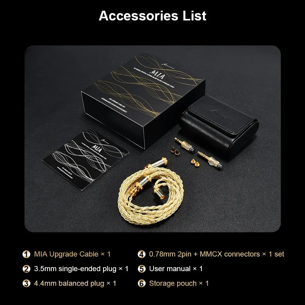 Kinera MIA Earphone Cable 6N Single Crystal Copper Earphones