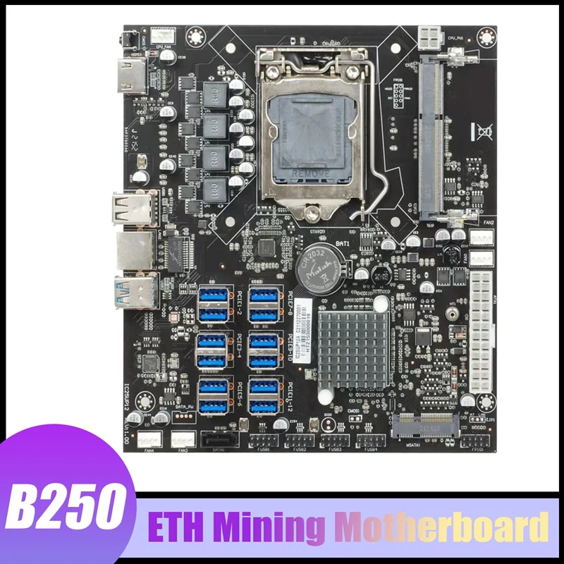 motherboard pc B250 ETH Mining Motherboard 12 USB3.0 LGA1151 Support DDR3L SODIMM RAM MSATA Support 6/7/8/9 Generation CPU Motherboard latest computer motherboard