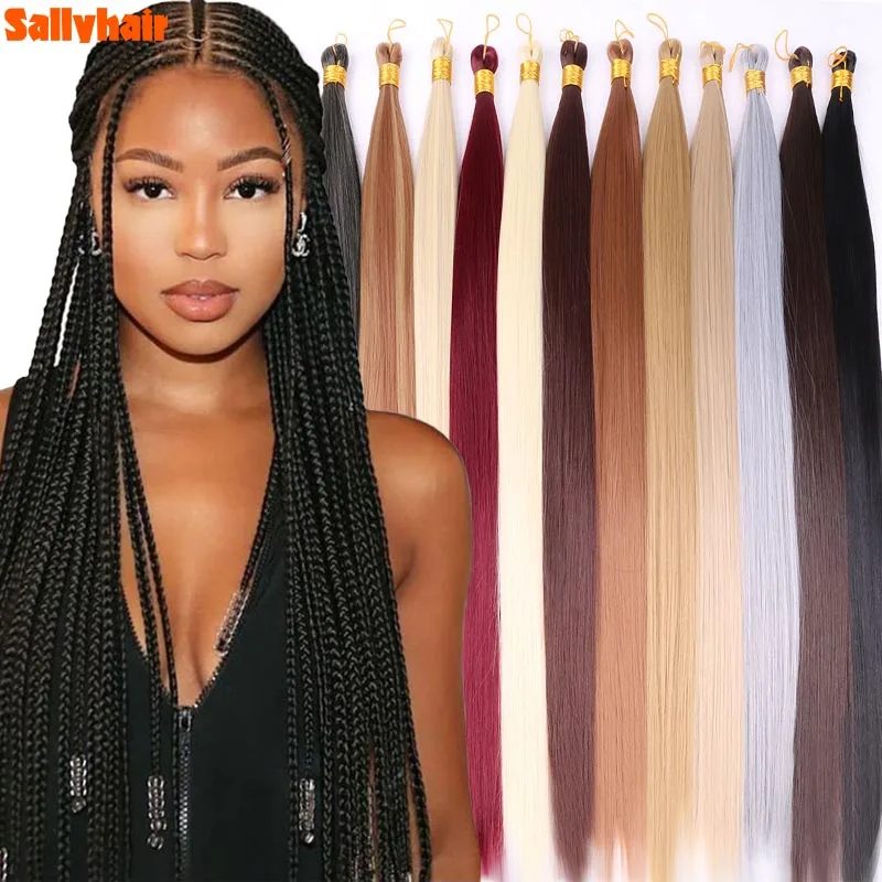 StraightSyntheticBraidingHairBulk22InchSilkyPreStretched