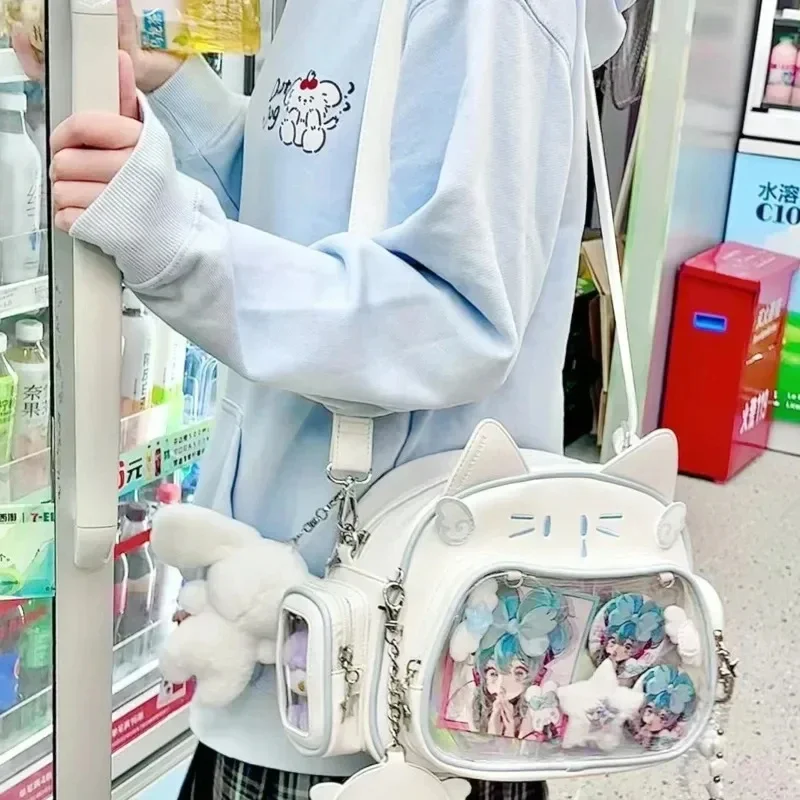 Y2K Korean Harajuku Japan Kawaii Cat Ita White Crossbody Bag