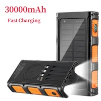 Солнечная батарея 30000 мАч Портативная зарядка Повербанк Внешнее зарядное устройство Сильный свет LDE Light для всех смартфонов