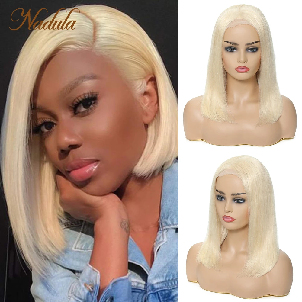 

Nadula Hair 613 Blonde Bob Wig 13x4 Lace Front Human Hair Wigs 4x4 Lace Closure Wig Bone Straight Short Bob Wig for Women