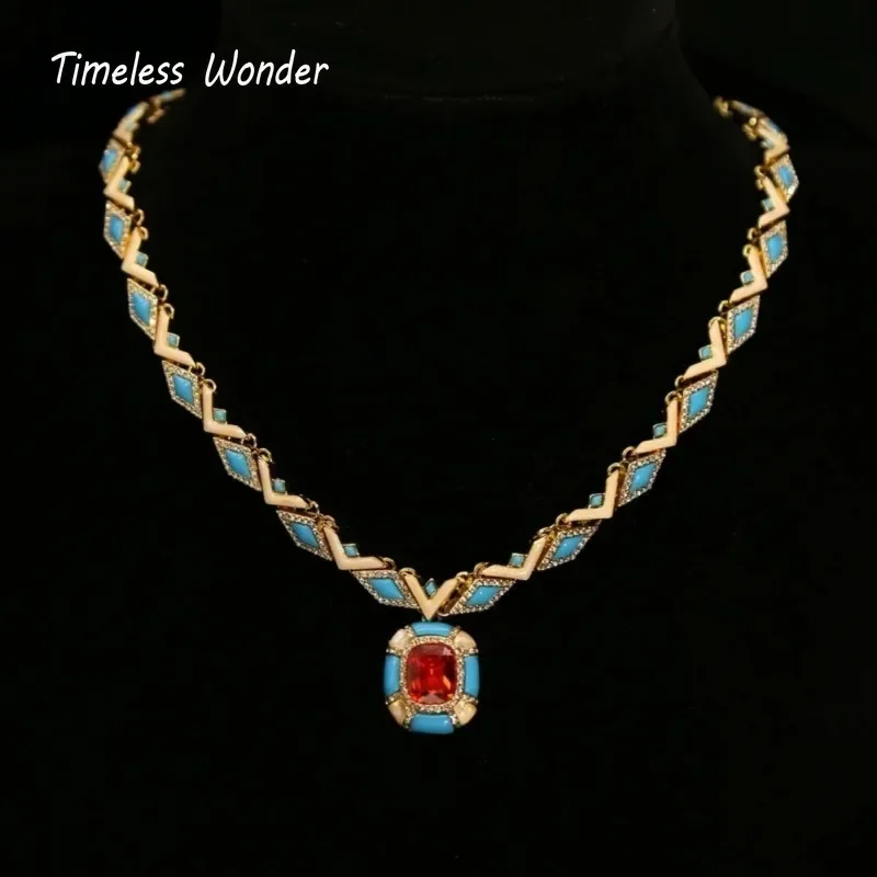Timeless Wonder Retro Zircon Geo Pave Chains Necklaces for Women