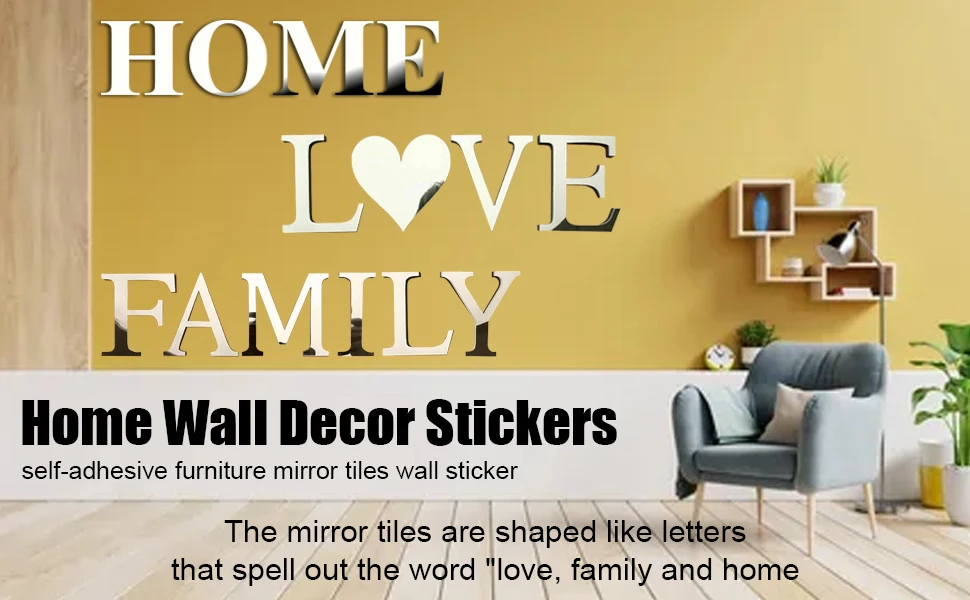 Home Wall Decor Stickers, Sign Wall Art Decals Decor Self Adhesive Removable Eco-Friendly for Home Kitchen Bedroom Decoration.
