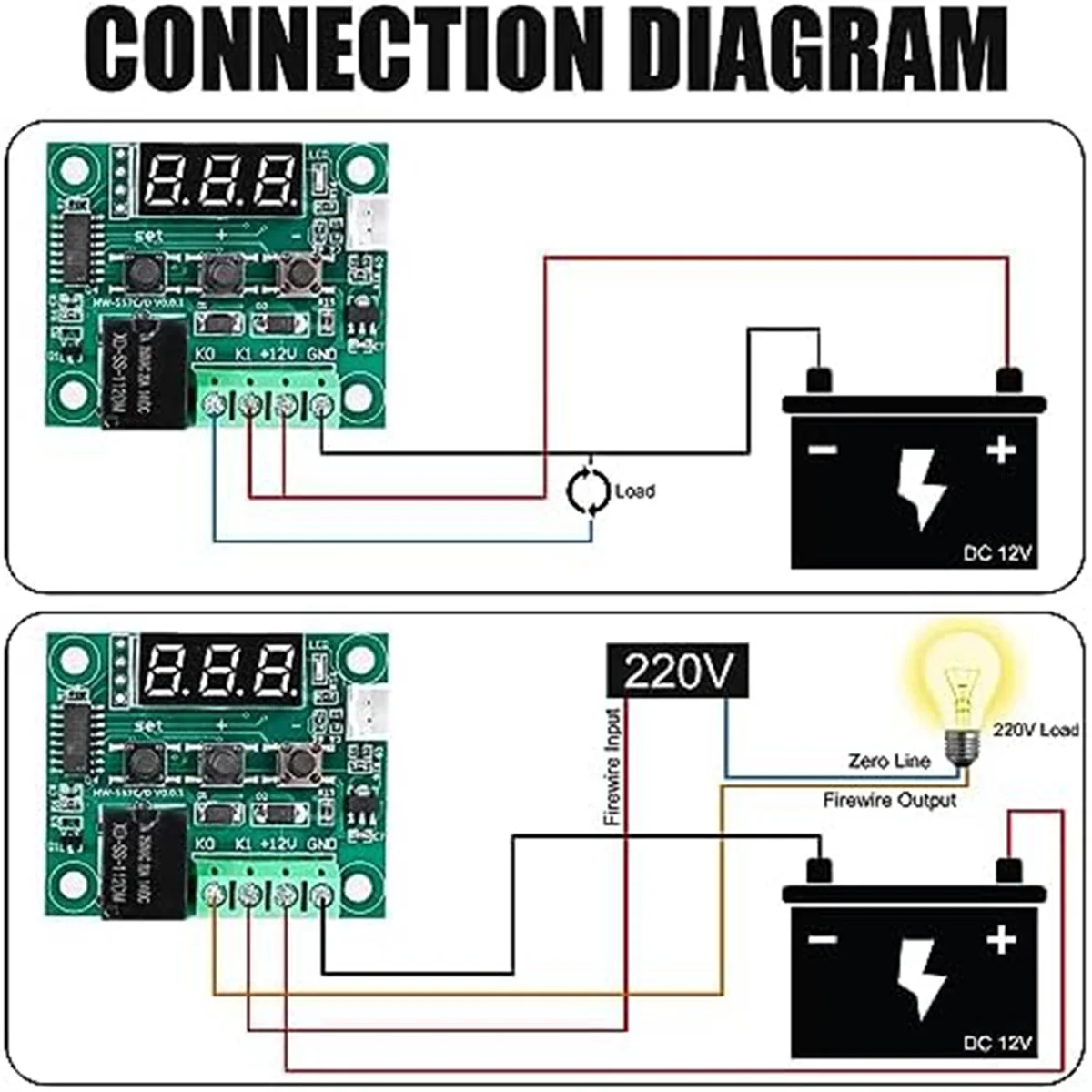A40I W1209 DC 12V LED 디지털 온도 조절기 온도 컨트롤러-50-110 ° 센서 프로브가 있는 C 온도 제어 스위치 모듈 보드