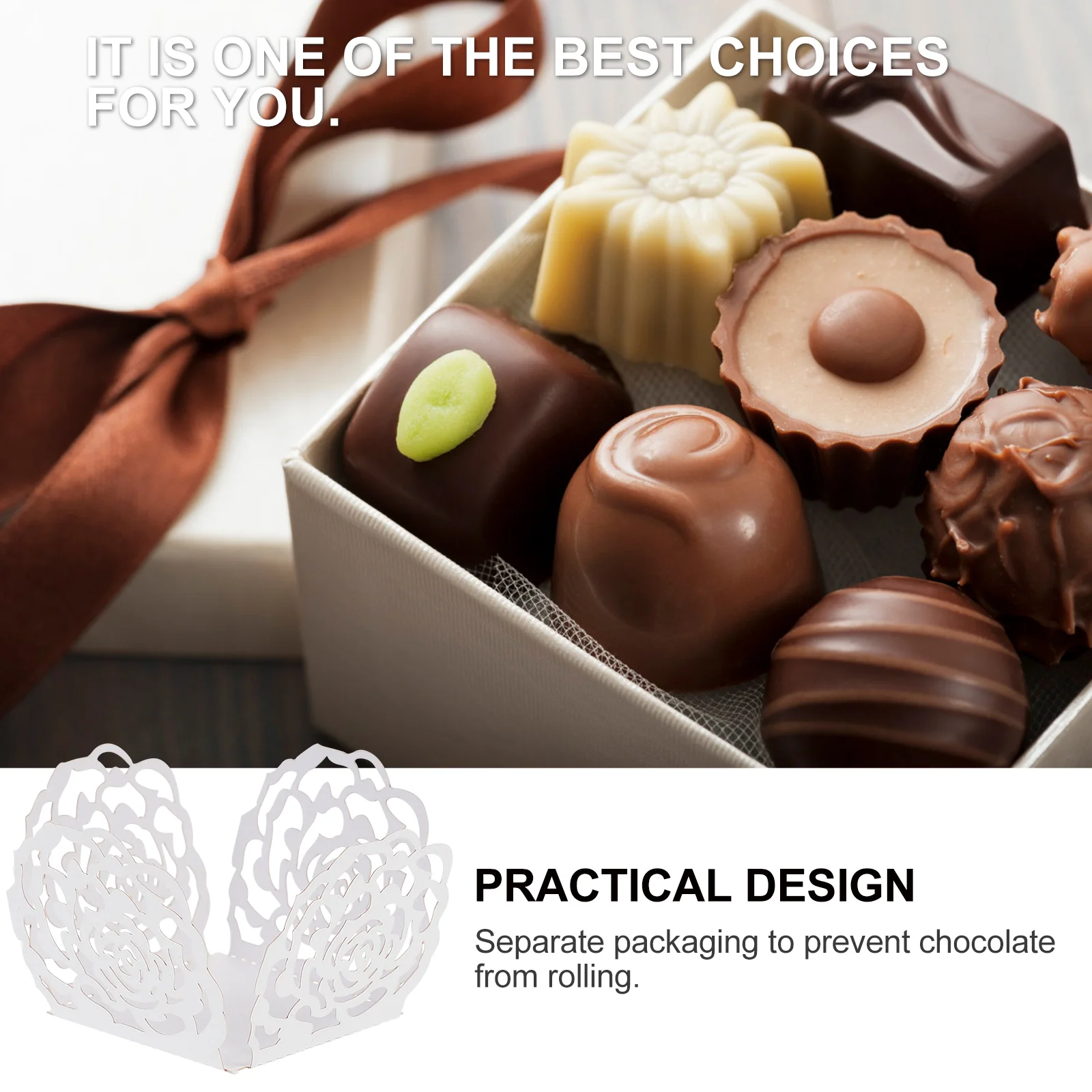 50 Pcs Chocolate Tray Hollow Out Compartment Truffle Packing Baking Pastry Tool Lightweight Chocolate Wrapping Kitchen Dining