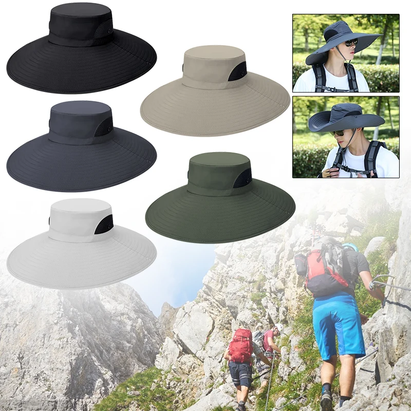 

Waterproof Bucket Hat Summer Men Hat Outdoor Sun Protection Wide Brim Safari Hunting Hiking Fishing Sun Hat UV Sun Protection