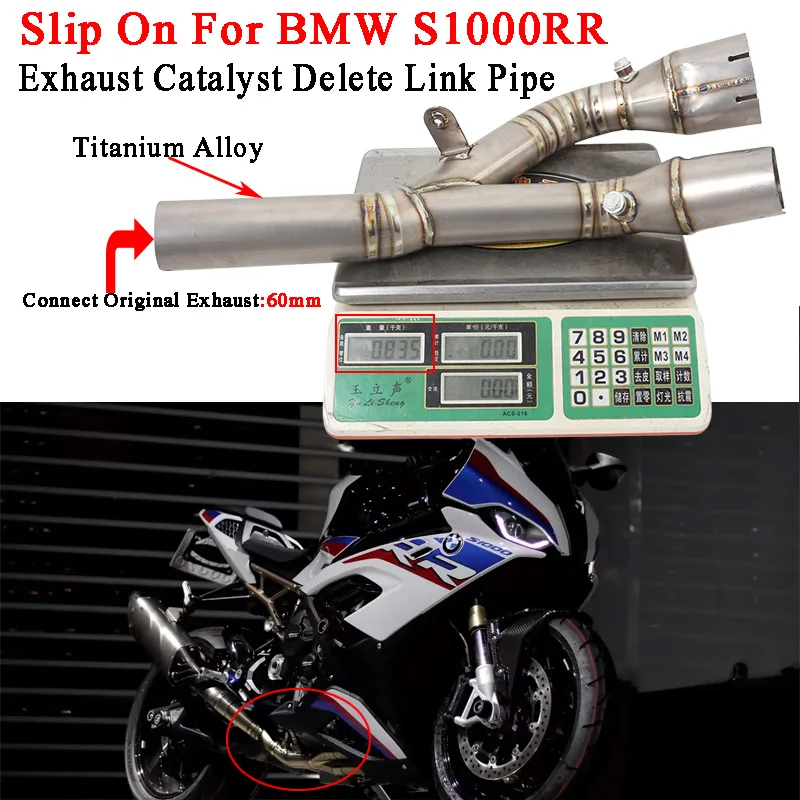 Motorcycle Exhaust Escape Catalyst Delete Link Pipe Slip On For S1000RR S1000rr 2019 - 2022 Connecting 60mm Moto Muffler Tube