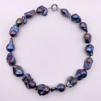Grand collier de perles baroques irrégulières, boule de flamme, noir, paon, bleu, perles naturelles, bijoux élégants 6