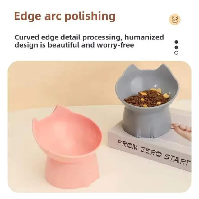 New cat bowl with long ears and high feet bowl with cat and dog neck protection and anti-overturning plastic raised pet bowl 4