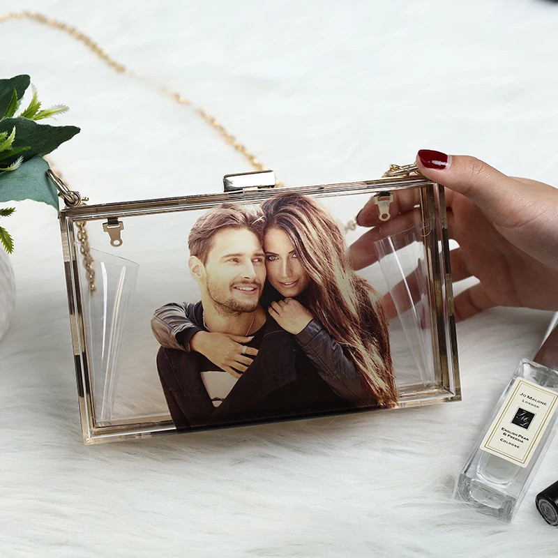 New Custom Acrylic Transparent Women Clutch Bag Chain Luxury Brand Women Messenger Bag Evening Bag Handbag Chain Shoulder Bag