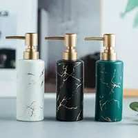 Luxury Gold Plated Marbled Ceramic Lotion Bottle Portable Soap Dispenser Bathroom Accessories Press Shampoo Moisture Pack Bottle 2