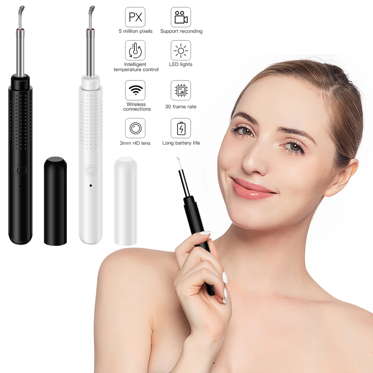 

Инструмент для удаления ушного воска с камерой, ушной очиститель с подсветкой и 1080P, беспроводной отоскоп для ушей, комплект для удаления ушного воска, ушной набор, очиститель для ушей