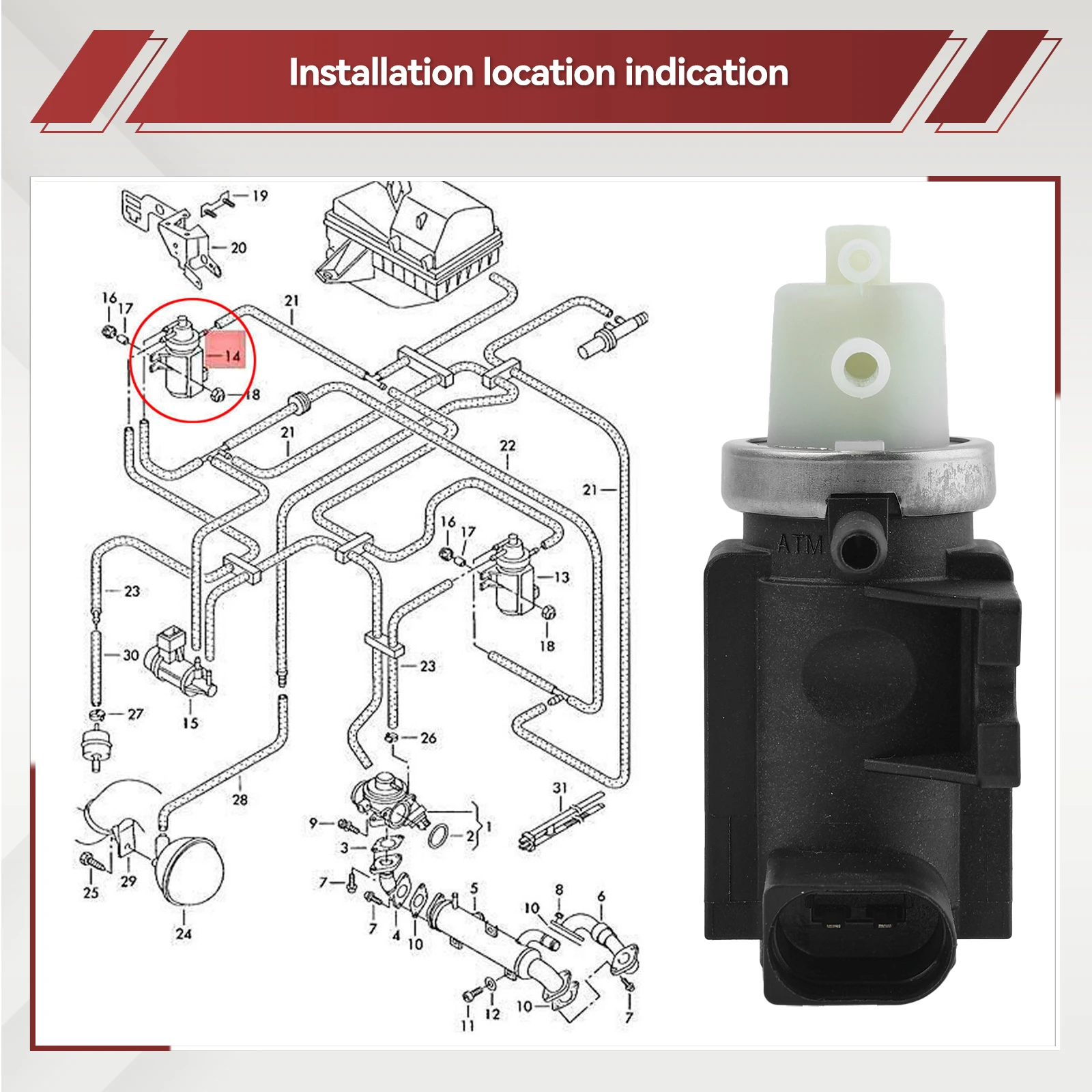 Car Vacuum Pressure Valve N75 TDI Audi A3 A4 Volkswagen Passat Polo Golf Beetle Jetta 2.0 Skoda Seat 1K0906627A 1K0906627B