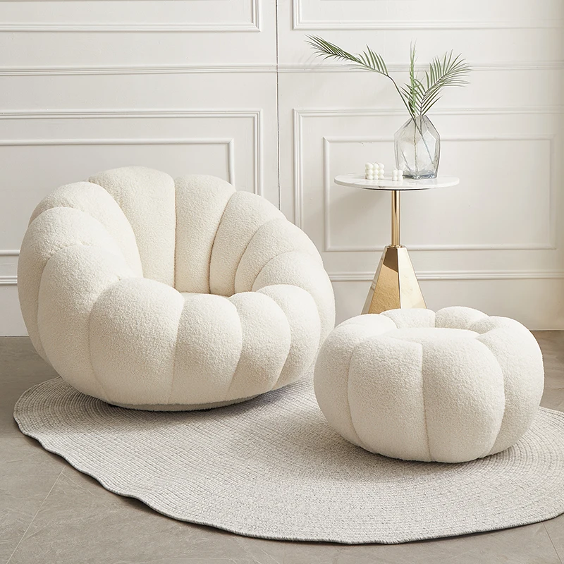 Lazy Sofa Pumpkin Chair Tatami Single Lamb Cashmere White Lovely Bedroom Balcony Leisure Small Sofa Chair Living Room Furniture