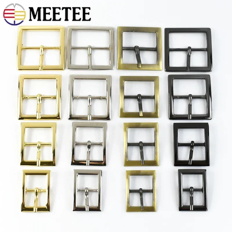 Meetee 5/10Pcs Metal Pin Buckle 16/19/25/32/38mm Bag Strap Clasp Webbing Adjuster Hook Belt Buckles DIY Hardware Accessories