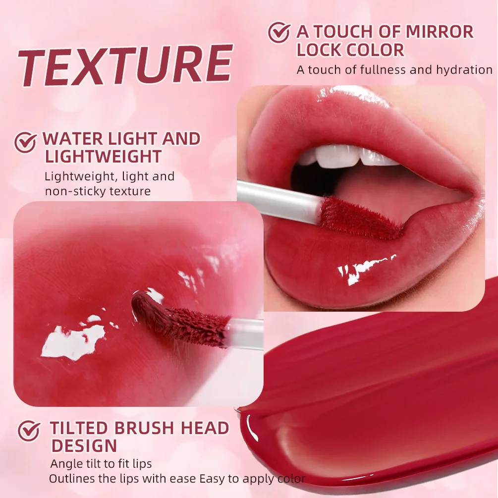 Mirror Water Light Jelly Lip Gloss Liquid Lipstick Glitter Lip Gloss Oil Glass Stain lip makeup lip glaze lip lacquer lip tint lip stain lip gloss lip oil