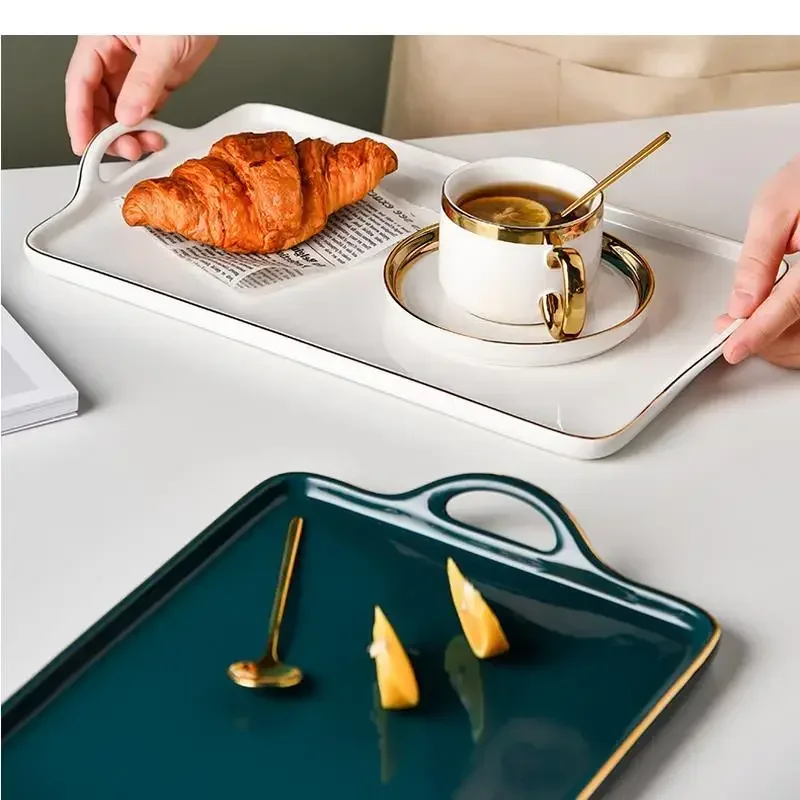

Tray Desktop Disk Penh Phnom Ceramic Organize Rectangular Storage Key Household Tea Drain Trays Teacup Grocery