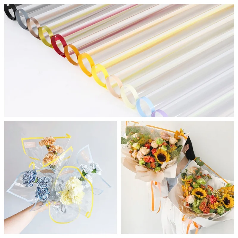 Cellophane Waterproof Colorful Border Transparent Flower Wrapping Paper