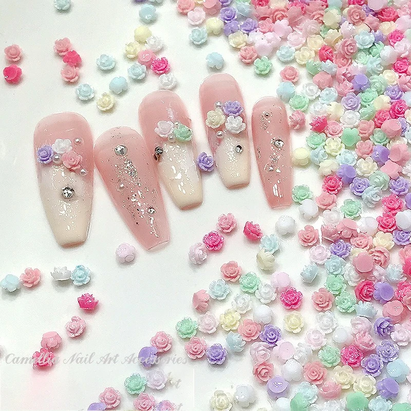 Vibrant Floral Resin Nail Art Ornaments Set