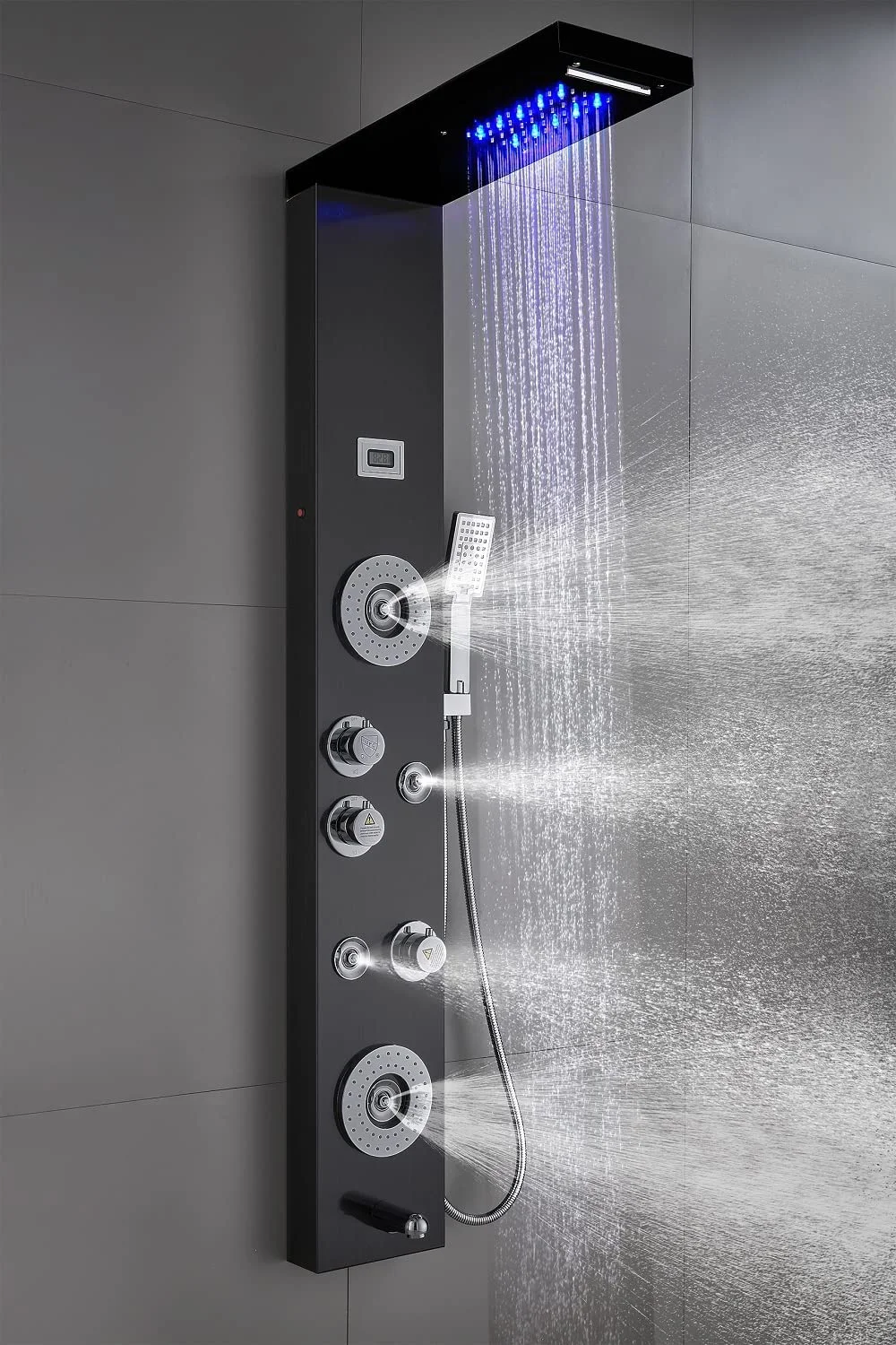 ELLO&ALLO Stainless Steel Shower Panel Tower System,LED Rainfall