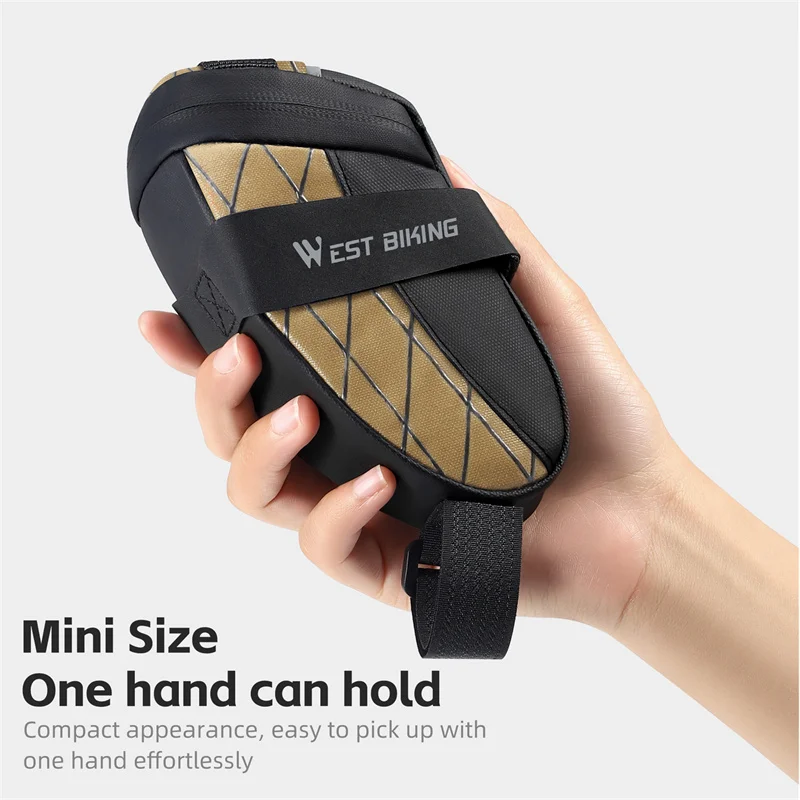 Bicycle Bag WEST BIKING Bicycle Saddle Bag Mini Portable PU Tool Storage Bag Reflective Rear Seat Splash Waterproof 3D Saddle Riding