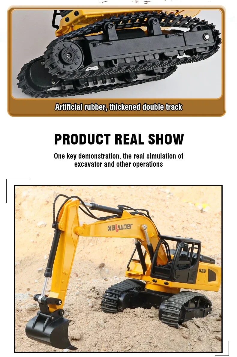 HUINA 13510 Rc Truck 1/24 9Ch Remote Control Car Tractor Rc Excavator Engineering Car Crawler Truck Electric Boy Children's Toys 6