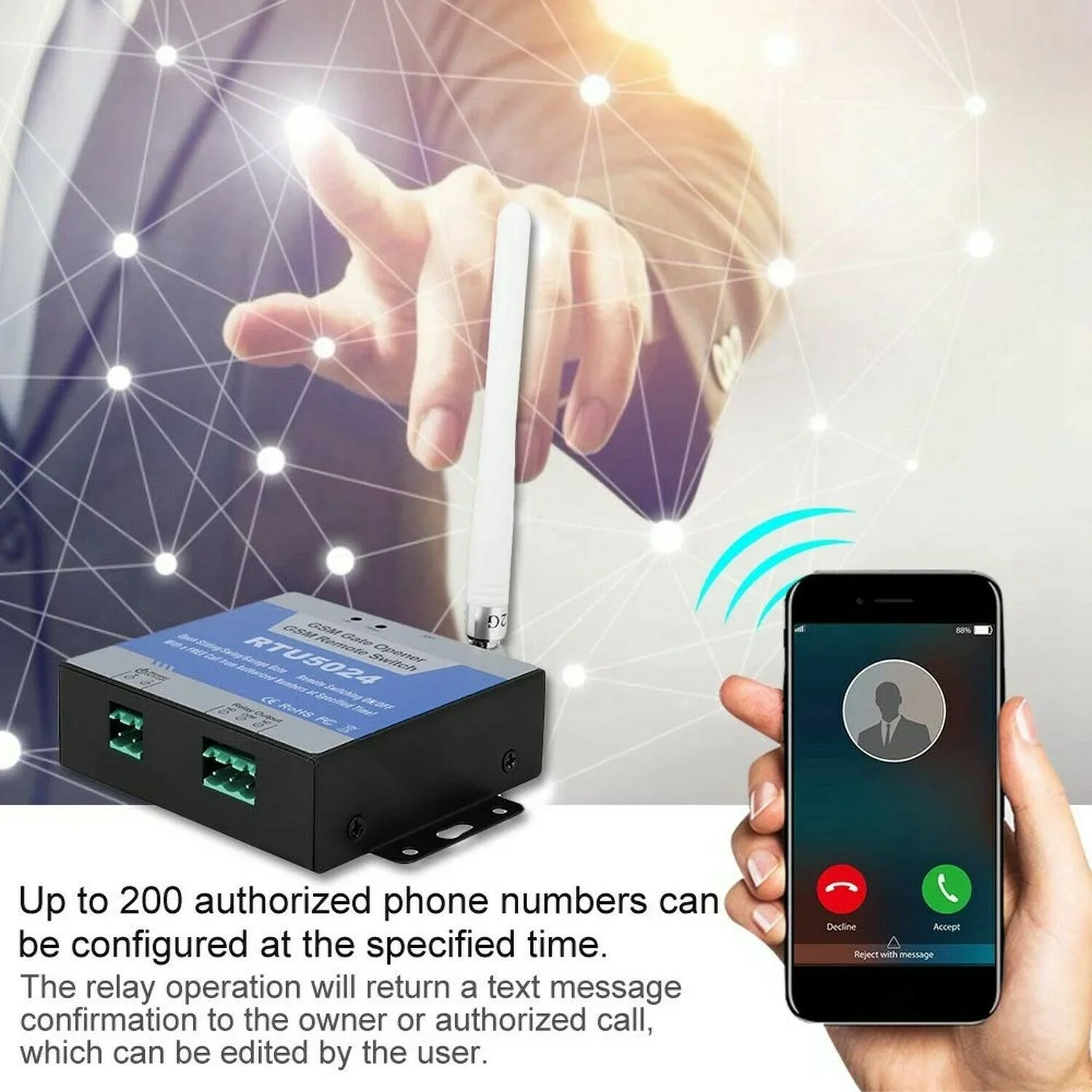 2G RTU5024 GSM Gate Opener Relay Wireless Remote Door Access Switch Free Call Door Access Control Switch Wireless Door Opener