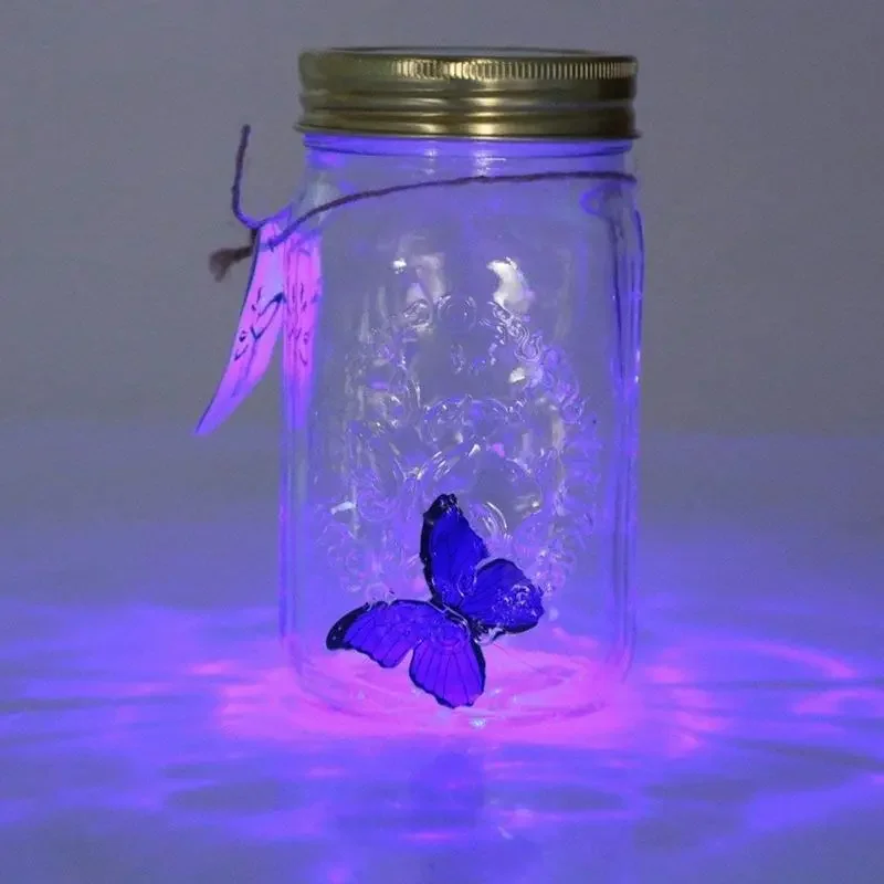 

NEW Magic Flying Butterfly Jar LED Lamp Glass Mason Jar Simulation Animated Butterfly Fly Insect Collecting Bottle Home Decor