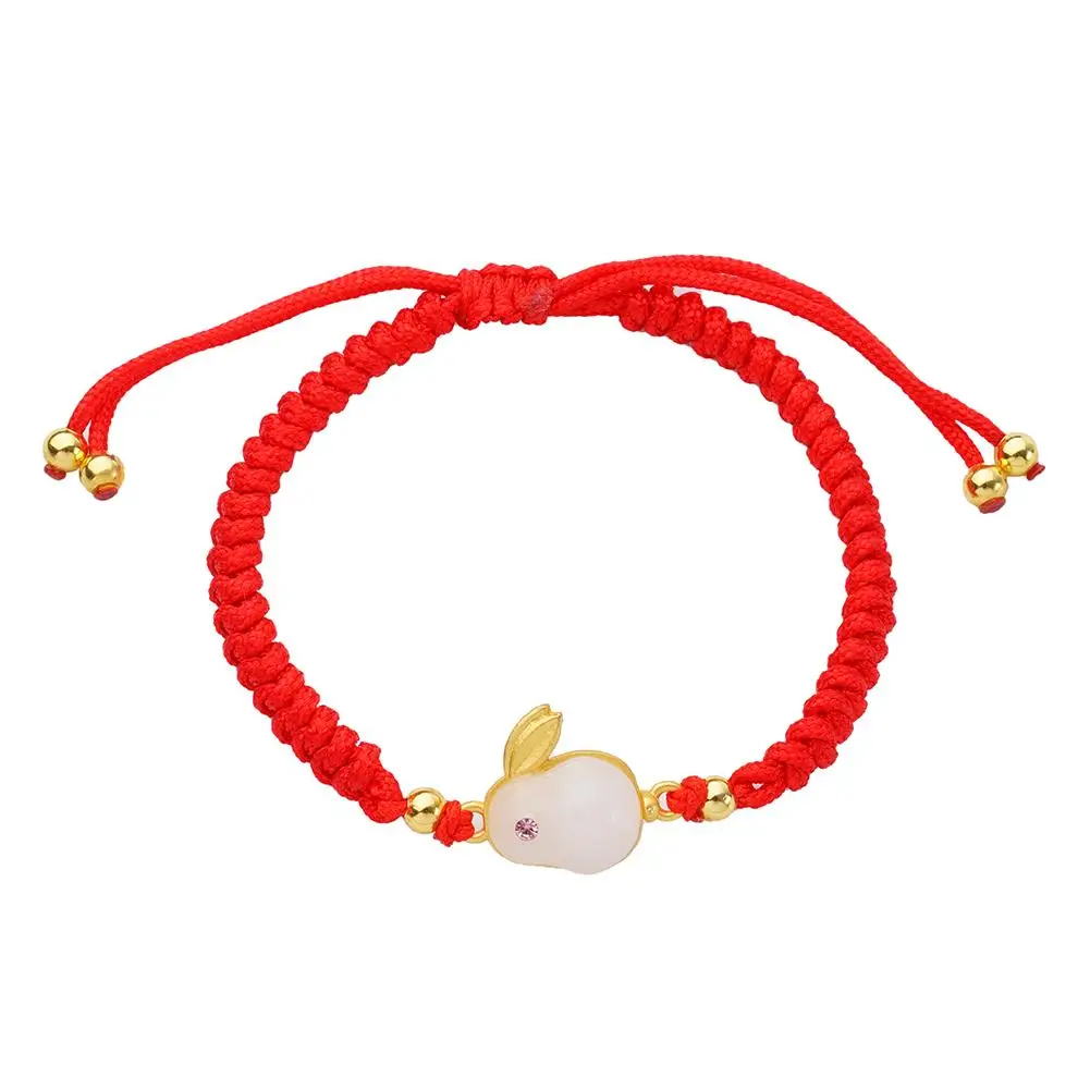 Králík rok červená lano náramek roztomilá zajíček šťastný korálkový štěstí dívčí amulet řetězy náramek náramky dárky dobrý U4M3