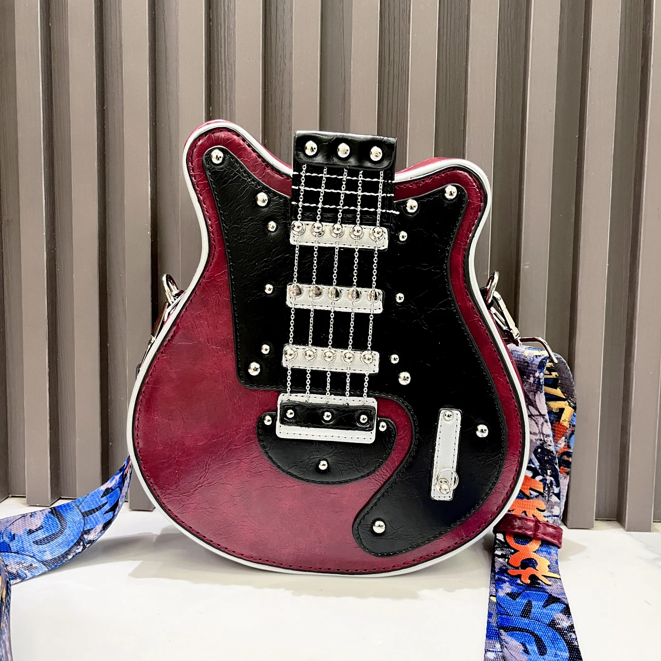 Luxury Leather Crossbody Handbag - Handmade Guitar Shape Purse for Women