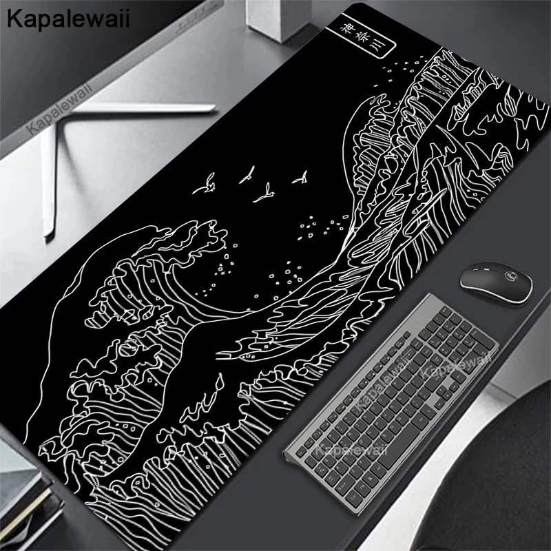 

Japanese Great Waves Mouse Pad Gaming XL Home New HD Mousepad Gamer XXL keyboard pad Black White Office Carpet Laptop Mice Pad