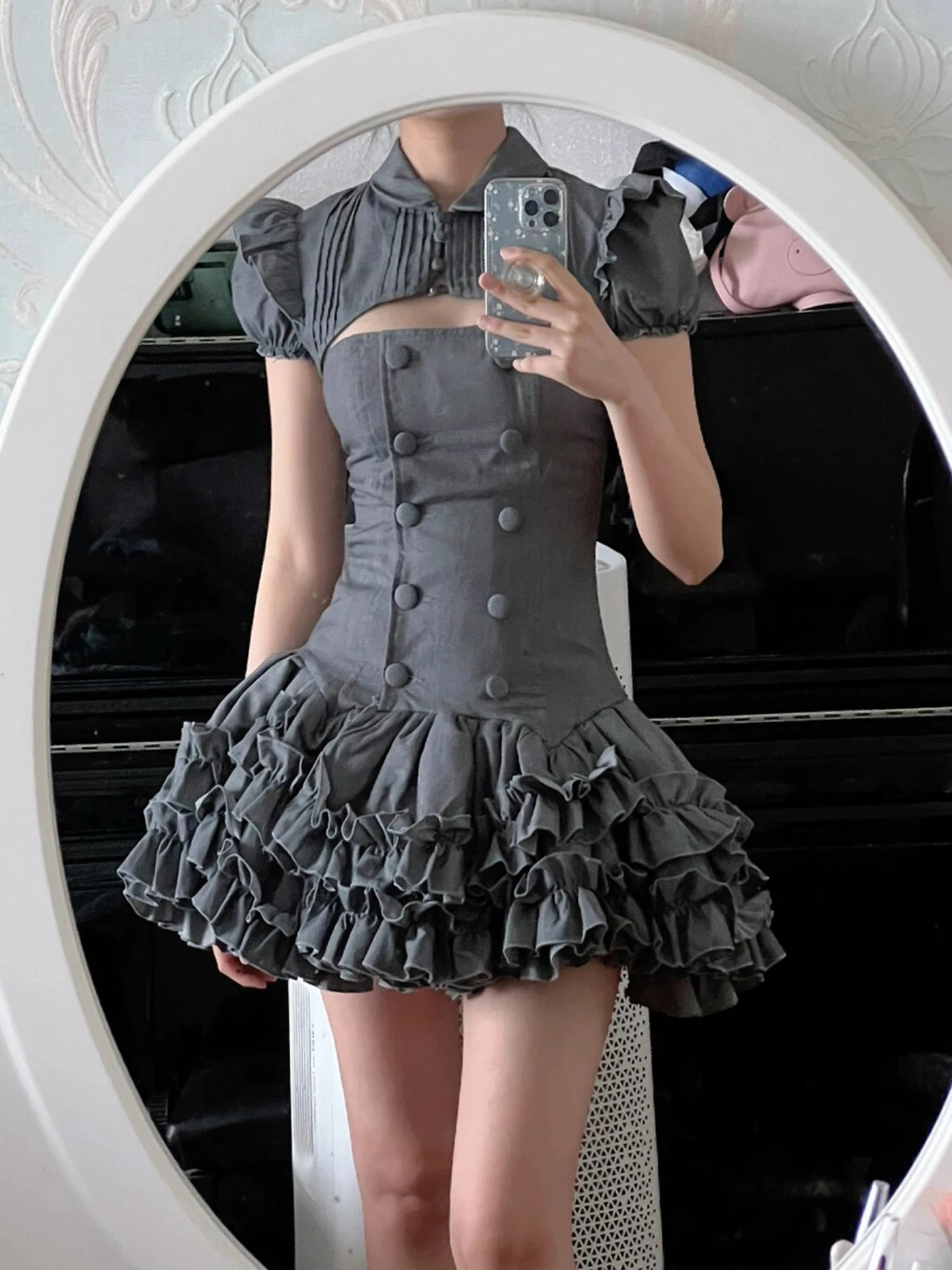 

Birthday Little Dress Gray Strapless
