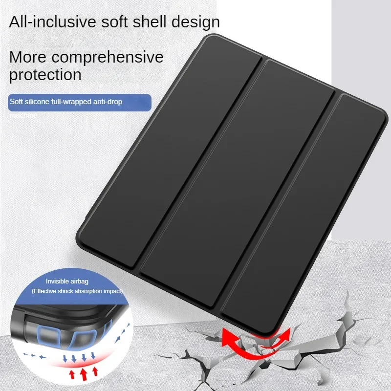 For Lenovo Xiaoxin Pad Pro 12.7 Inch Cover TB375FC/TB373FU Trifold Magnetic PU Leaher Soft Back Stand Tablet Case
