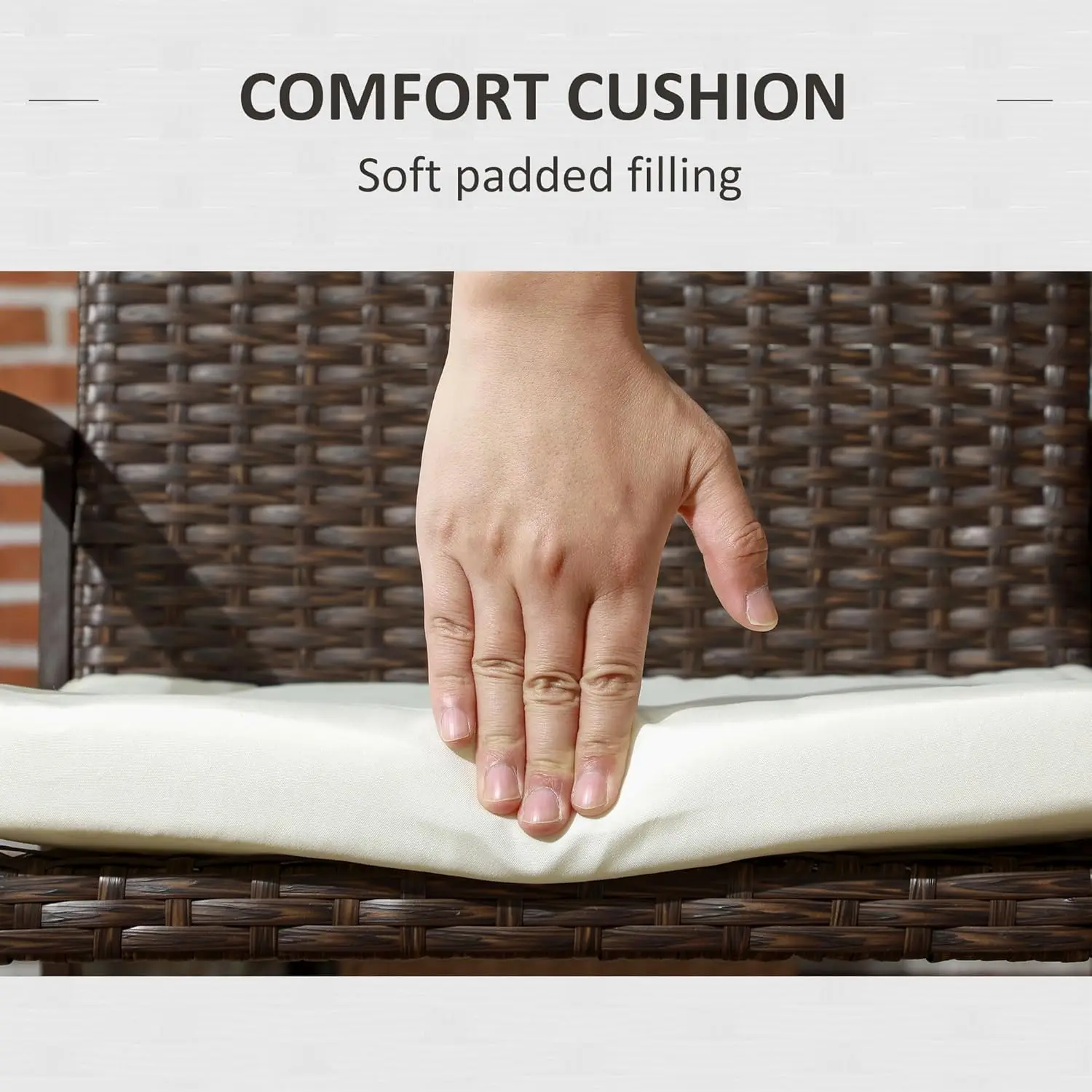 2-Piece PE Rattan Dining Chairs. Outdoor Patio. Backrest & Armrests. Cream White. For Deck, Garden.