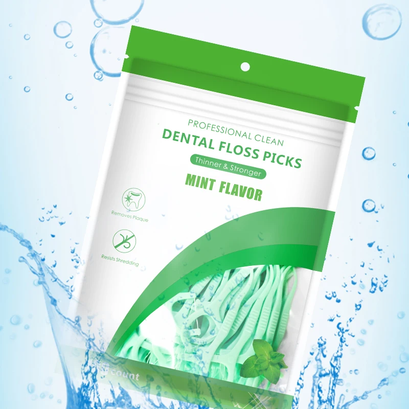100PCS, mint flavored dental floss sticks, toothpicks, and interdental cleaning tools