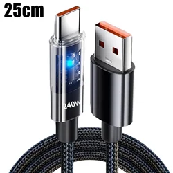 240W USB Type C Fast Charger Cable with Nylon Braiding for Fast Charging and Data Sync (0.25m)